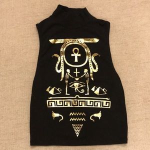 Turtle neck hieroglyphics crop top